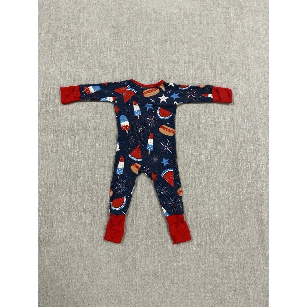 Little Sleepies Snacks & Sparkles Zippy Pajama Size Newborn NB July 4th Patriot